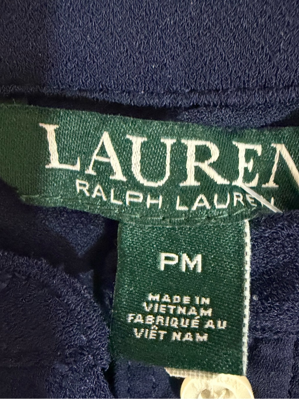 Lauren Ralph Lauren Navy Tunic Top PM Petite Medium Split Neck Long Sleeve Fall - Picture 11 of 12
